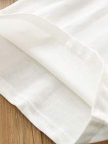 Tween Girl Cute Embroidered Ruffled Collar Long Sleeve Tee, Fashion Breathable Soft 100% Cotton Traceable Fabric, Spring New - White - View 6