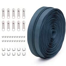 1 Set = 4.5M Zipper + 10 Zipper Pulls + 20 Top Stops + 10 Bottom Stops, #5 Nylon Zippers, 85 Color Options, Suitable For Garments, Bags, Home Textiles, Bedding