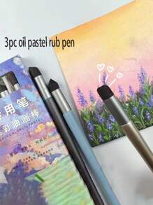 3pcs Oil Pastel Art Supplies Set, Including Blending Stick, Painting Brushes, Scraper Tool For Transitional Blending, Smudging, Mixing, Shading - Multicolor - View 1