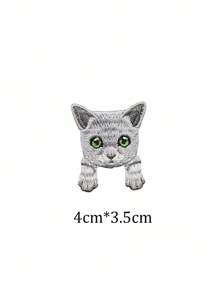 1 Piece Iron On Cartoon Animal Cat Embroidery Handbook Decoration Cloth Self Adhesive Clothes Patch Stickers Summer, School