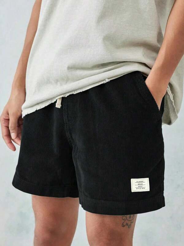 Men's Fashionable Versatile Solid Color Corduroy Casual Shorts