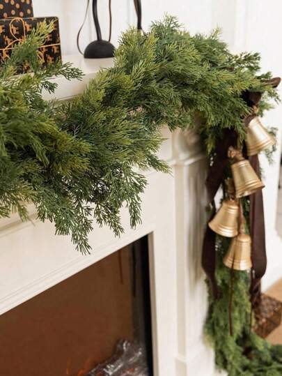 5.7英尺人造诺福克松树花环，逼真藤蔓，人造花环，仿真绿植花环，适合感恩节、新年装饰、家居装饰、墙面、楼梯、餐厅、室内/室外装饰、情人节、礼物