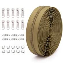 1 Set = 4.5M Zipper + 10 Zipper Pulls + 20 Top Stops + 10 Bottom Stops, #5 Nylon Zippers, 85 Color Options, Suitable For Garments, Bags, Home Textiles, Bedding
