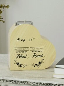 1pc Unique Wooden Candle Holder For Best Friend With Heart Cutout - Uncharged Wood Frame, Perfect Friendship Appreciation Memorial Gift For BFF, Birthday, Christmas, Thanksgiving Present For Women