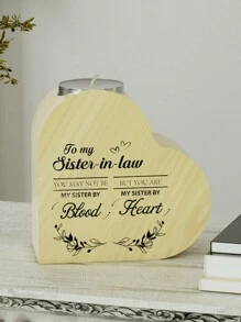 1pc Unique Wooden Candle Holder For Best Friend With Heart Cutout - Uncharged Wood Frame, Perfect Friendship Appreciation Memorial Gift For BFF, Birthday, Christmas, Thanksgiving Present For Women