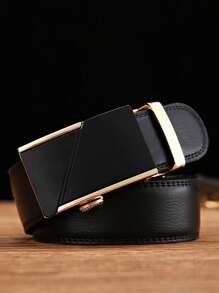 1pc Men Black Belt, Fashionable And Versatile Casual/Business Automatic Buckle Belt, Young/Middle-Aged Litchi Pattern Belt, Ideal Gift For Boyfriend/Elder, Suitable For Daily Life Summer, School