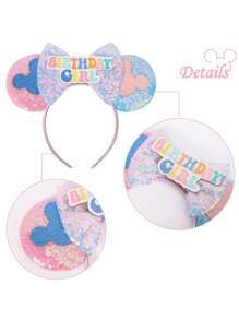 1Pc Cute Cartoon Mouse Ears, Sequin Mouse Ears Bow Headband For Women Men Princess Party&Trip Cosplay Costume Decorations Accessory - Multicolor - View 5