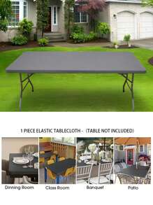 1/2pcs Washable Rectangular Tablecloth, Suitable For Outdoor Party & Camping, Folding & Elastic Tablecloth, Durable Polyester Fabric, For Home Decor, Sizes: 4ft/ 6ft/ 8ft