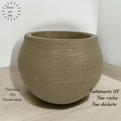 Vaso de planta Redondo em Polietileno Ant UV - Resistente e Ideal para Ambientes Externos (20x22 cm)