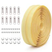 1 Set = 4.5M Zipper + 10 Zipper Pulls + 20 Top Stops + 10 Bottom Stops, #5 Nylon Zippers, 85 Color Options, Suitable For Garments, Bags, Home Textiles, Bedding