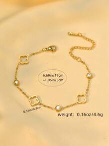 1pc Minimalist Elegant Personalized Hollow Clover With Embedded Zirconia Stones 18K Gold Plated Hypoallergenic Stainless Steel Necklace, Suitable For Women For Daily, Work, Party, Beach Occasions, Best Gift For Friends, Family, Wife, Sister, Holidays, Birthday, Mother's Day - Hollow Flower Jewelry - View 16