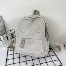 Women Corduroy Backpack Medium Fashion Casual College School Bag Girls Women Waterproof - 米色 - 查看 8