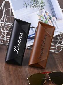 1pc Leather Eyeglasses Case, Anti-Pressure Myopia Glasses Box, Fashionable Large Capacity, Customizable With Name And Image - Multicolor - View 3