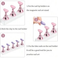 Nail Stand For Press On Nails Display, Magnetic Fake Nails Holder For Painting Nails Practices, Beginner Acrylic Nail Art Kit Accessories, Nail Salon Equipment And Decor(PINK),Nail Supplies,Nail Tools,Nail Art Tools,Back To School,Nails,Nail Tools For Press On Nails