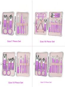 专业不锈钢指甲刀套装，配有耳垢清除工具和指甲锉 - 耐用便携的修脚和修指甲工具，适用于手指甲和脚趾甲