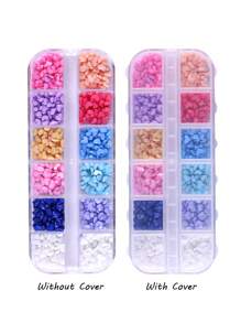 12 شبكة ألوان مختلطة من تشارمات الأظافر بشكل قلب، اكسسوارات فن الأظافر بشكل قلب مسطح للزينة، لوازم مانيكير DIY للأظافر - متعدد الألوان - مشاهدة 6