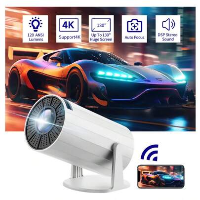 Proyector Profesional 4k Hd Android Wifi Led ,JMMO Proyector inalámbrico Wi-Fi, proyector portátil con Full HD 1080P, proyector de películas compatible con iOS/teléfono Android/tableta/portátil/PC/unidad USB/DVD para exteriores, hogar, reuniones