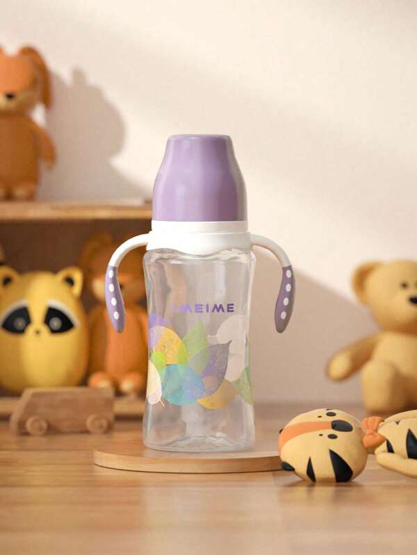 1 pièce Bouteille de lait transparente au style minimaliste et mode de 300 ml, avec tétine en silicone doux, anti-coliques et anti-étouffement, en matériau PP sûr, résistant à la chaleur et aux chocs, avec poignée ergonomique, marquage de mesure précis, alimentation scientifique, convient aux nouveau-nés, nourrissons, lait et eau, pour un usage quotidien domestique et extérieur, cadeau pour nouveau-né
