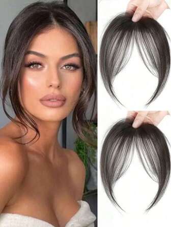 1pc Synthetic Hair Side Bangs Wig 8 Inches, Natural Look Fluffy With Hair Clip