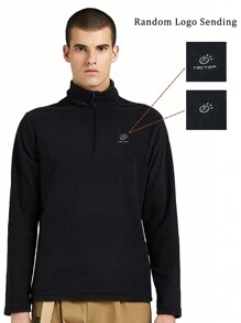 TECTOP Men's Fleece Zipper Sweatshirt, Lightweight Long Sleeve Top, Random Logo Shipped - Black - View 3