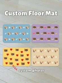1 Pc Personalized Custom Floor Mat, 40x60 Cm/16x24 In PVC, Supports Picture Customization Especially For Pets Such As Cats And Dogs; Suitable For Bedrooms, Living Rooms, Bathrooms, Garages, Foyers, Corridors, Pet Nests, Etc., Very Popular Personalized Household Items, Also Very Good Holiday Gifts, Also Be Used As Additional Value-Added Products For Pet Stores; Strong , Easy To Clean Home Bathroom Decor Summer Back To School