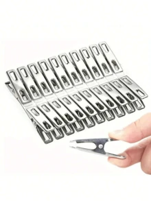 60pcs Stainless Steel Clothes Pins, Heavy Duty Wind-Resistant Laundry Clips, Multipurpose Metal Clamps For Home - Multicolor - View 1