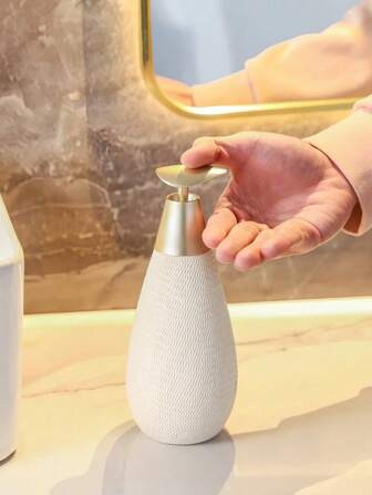 1 件复古风格白色陶瓷皂液器，沐浴露洗发水可填充分配瓶，浴室厨房酒店宿舍装饰配件浴室装饰秋季装饰返校