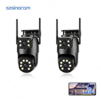 Nero - 1pcs / 2pcs / 3pcs / 4pcs telecamera di sorveglianza domestica 2K all'aperto, visione notturna a colori a 360 °, audio bidirezionale, sensore di movimento, rilevamento del movimento umano intelligente e allarme push intelligente, modalità di archiviazione doppia, con scheda SD / archiviazione cloud.