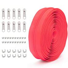 1 Set = 4.5M Zipper + 10 Zipper Pulls + 20 Top Stops + 10 Bottom Stops, #5 Nylon Zippers, 85 Color Options, Suitable For Garments, Bags, Home Textiles, Bedding