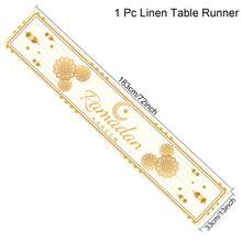 Decoración de camino de mesa para Eid, en blanco y dorado, suministros para fiestas del hogar en Ramadán, decoración de mesa de cocina y comedor para celebraciones de Ramadán - Multicolor - Ver 7