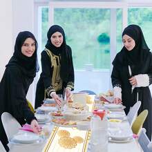 Decoración de camino de mesa para Eid, en blanco y dorado, suministros para fiestas del hogar en Ramadán, decoración de mesa de cocina y comedor para celebraciones de Ramadán - Multicolor - Ver 4