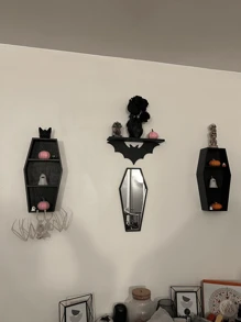 Kệ gỗ hình quan tài - Đồ trang trí tường Gothic đa năng & Trưng bày pha lê, Bộ sắp xếp lưu trữ bằng gỗ cổ điển để trang điểm - Nhiều màu - Xem 8