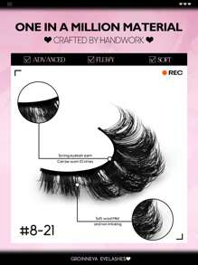 GROINNEYA 6 对假睫毛漫画睫毛猫眼睫毛仿貂睫毛狐狸眼睫毛自然浓密睫毛角色扮演旅行必备化妆工具（8-21）