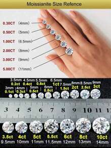 1pc S925 Sterling Silver 3CT Round Moissanite Luxurious & Elegant Women's Ring, Wedding/Engagement/Anniversary/Birthday/Valentine's Day/Christmas Gift With Moissanite Certificate And Gift Box - Silver - View 7