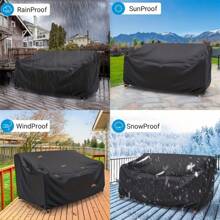 Waterproof Outdoor Sofa Cover - Durable Polyester, UV & Dust Resistant, Black Patio Furniture Protector