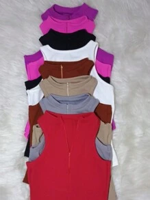 Ana Ruga Zipper Tank Top Fashion 2025 - Rust Brown - View 4