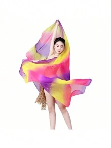 Lady's Belly Dance Lightweight Imitated Silk Gradual Colorful Scarf Veil 2.5*1.2M Shawl - Multicolor - View 18