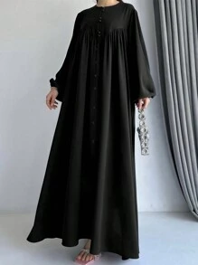 女士黑色优雅仙女风长款阿拉伯连衣裙，春季快速发货 - 黑色 - 查看 2