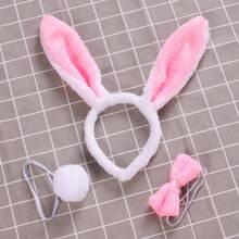 6 Pcs Rabbit Accessory Set Including Rabbit Ear Headband, Bow Tie And Tail (2 Sets), For Costume Decoration, Gag Prop, Funny Rabbit Ear Headband Bunny Costume