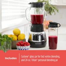 Decker Quiet Blender, 48 Oz Glass Jar, Personal Blending Jar, 900 W Peak Power, 3 Speeds, 3 Auto Functions, - 1 - View 6