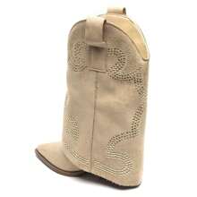 Bottines western à talon haut et bout pointu décorées de strass – Style cowgirl chic - 米色 - 查看 4