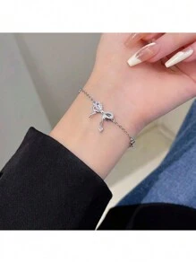 Sterling Silver Smart Bow Bracelet Women's Versatile Light Luxurious Butterfly Dream Chain Pendant Bracelet Best Friend Couple Birthday Gift