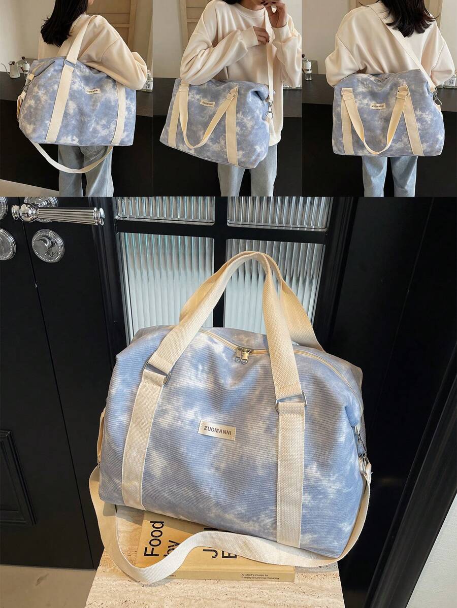 Bolsa de viaje plegable de gran capacidad y peso ligero, bolsa de viaje de poliéster con bloques de color y tacto premium