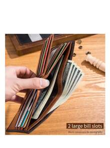 Men's RFID Blocking Genuine Leather Short Wallet - Large Capacity Card Holder With Multiple Card Slots - Casual Business Wallet Perfect Gift For Men Wallet Purse Wallet Long Wallet - Brown - View 4