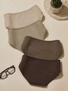 4 条装 美拉德彩色系列高弹力透气女士无缝三角裤 - 彩色 - 查看 2