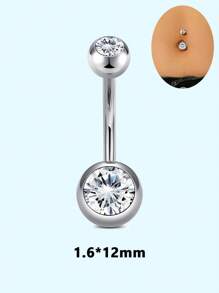 14G Bauchnabel Piercings aus Chirurgenstahl mit rundem kubischem Zirkonia, Nabel Barbell Stecker Körperpiercings für Frauen als Geburtstagsgeschenk, Bauchnabelpiercing für Frauen, Körperschmuck in Silber in den Längen 6mm, 8mm, 10mm, 12mm, 14mm, 16mm, 18mm