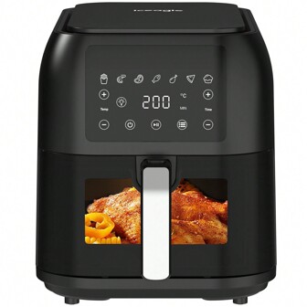 iceagle Iceagle Freidora de Aire 8,5L – XXL Air Fryer con Ventana Visibl | Freidora sin Aceite, Pantalla Táctil, 7 Programas, 1700W, Cesta Rectangular Grande Especial para Familia Numerosa