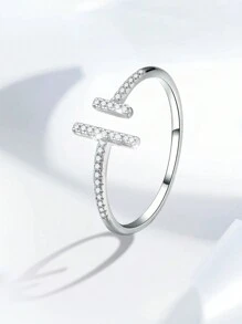 1 pieza Anillo ajustable de plata de ley 925 con diamantes, elegante y simple, para uso diario de las mujeres, regalo de fiesta, cumpleaños o joyería fina