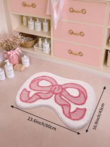 1 Stück Valentinstag Fliegen-Stil weiches geometrisches Muster extra-dicke weiche rosa Badezimmermatte für Paare, rutschfester TPR-Boden, wasserabsorbierend, leicht zu reinigen, maschinenwaschbar, weich und bequem, für Wohnzimmer, Badezimmer-Waschtisch, Badewanne, Dusche, Waschbecken, Festliche Badezimmer-Dekoration, dick & flauschig