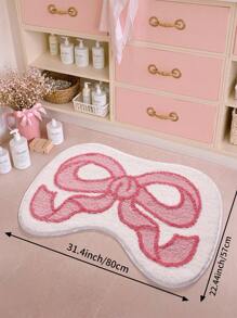 1 Stück Valentinstag Fliegen-Stil weiches geometrisches Muster extra-dicke weiche rosa Badezimmermatte für Paare, rutschfester TPR-Boden, wasserabsorbierend, leicht zu reinigen, maschinenwaschbar, weich und bequem, für Wohnzimmer, Badezimmer-Waschtisch, Badewanne, Dusche, Waschbecken, Festliche Badezimmer-Dekoration, dick & flauschig